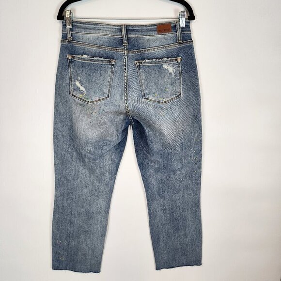 Judy Blue Multi Color Plaint Splash Destroyed Denim Boyfriend Fit Jeans sz 28 - Picture 4 of 12